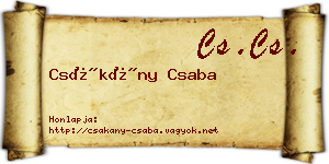 Csákány Csaba névjegykártya